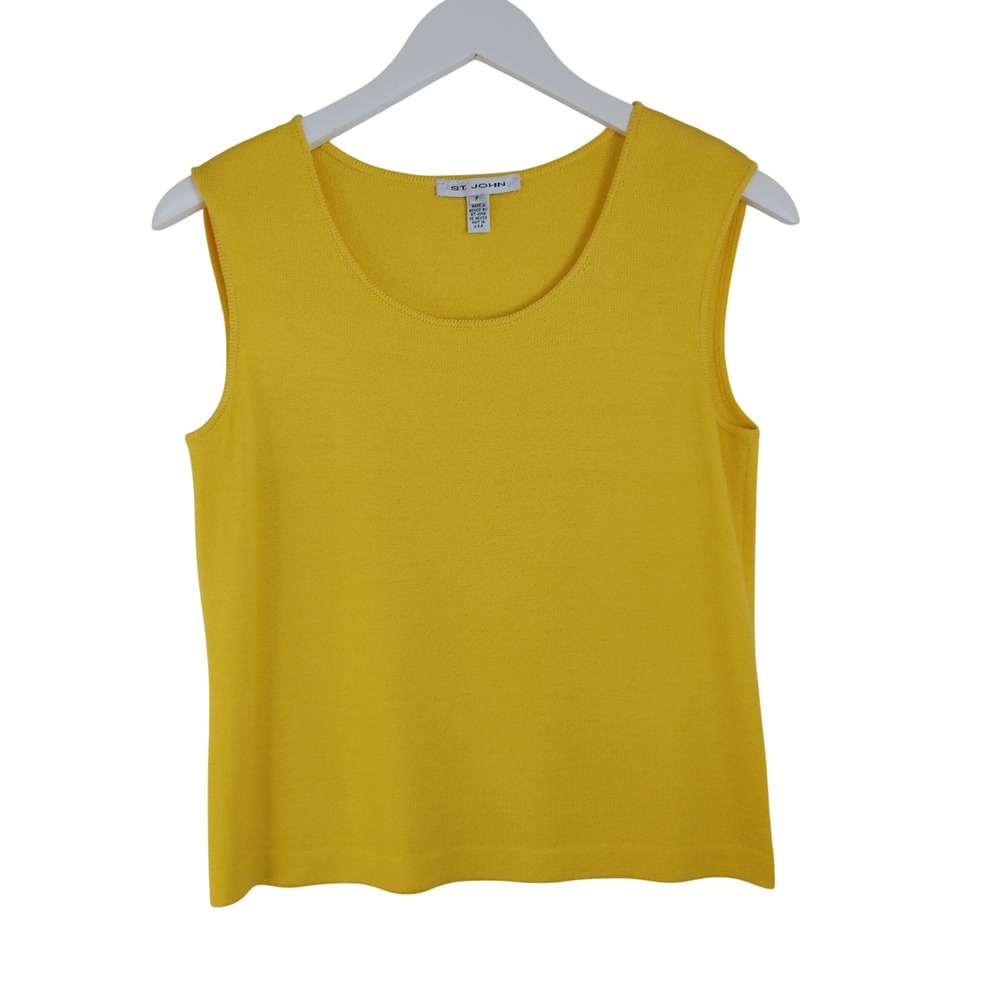 St John Yellow Santana Knit Scoop Neck Sleeveless Shell Tank Top Sizeโ P